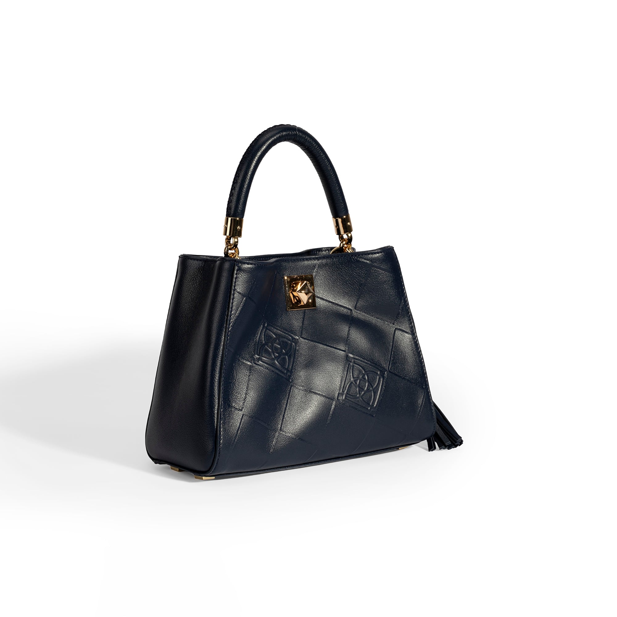 Kadın Lacivert Püskül Aksesuarlı Deri El Çantası