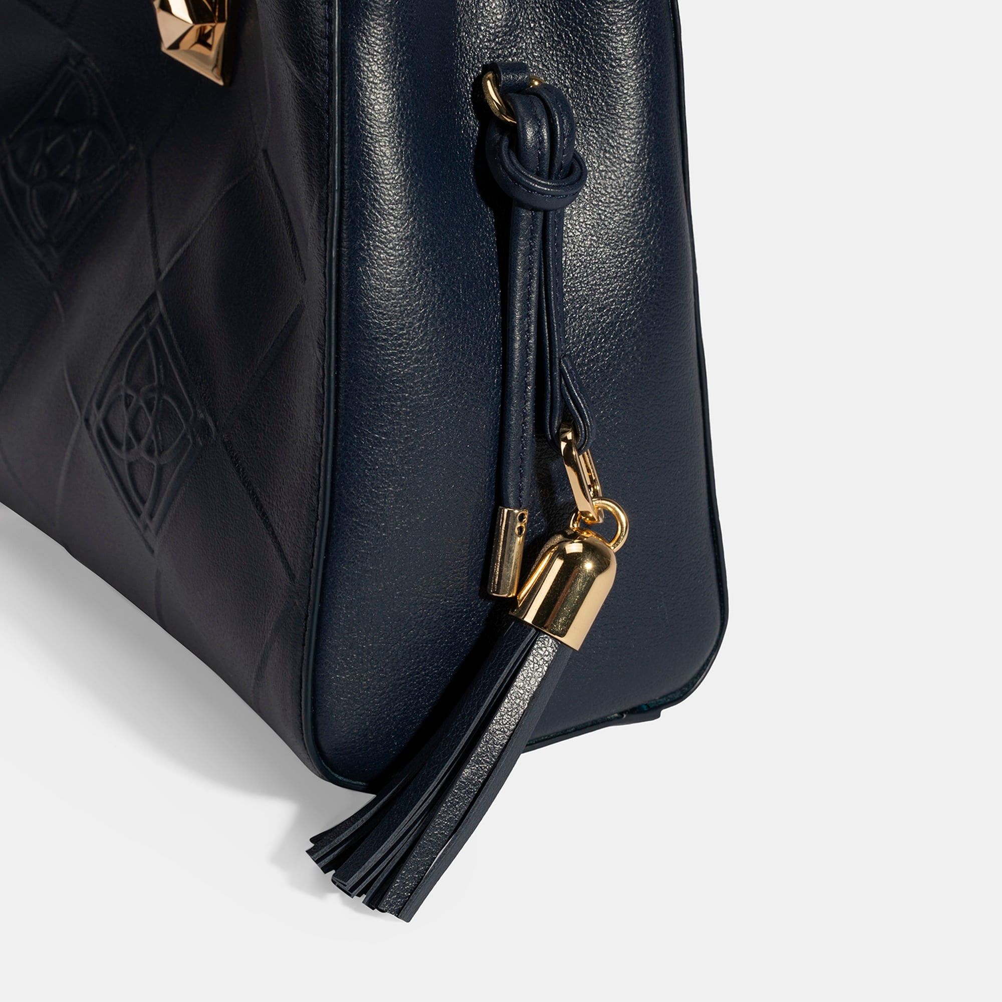 Kadın Lacivert Püskül Aksesuarlı Deri El Çantası