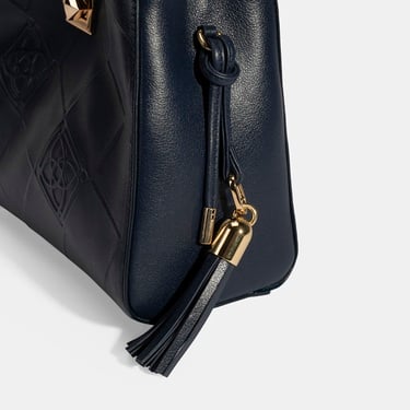  Kadın Lacivert Püskül Aksesuarlı Deri El Çantası