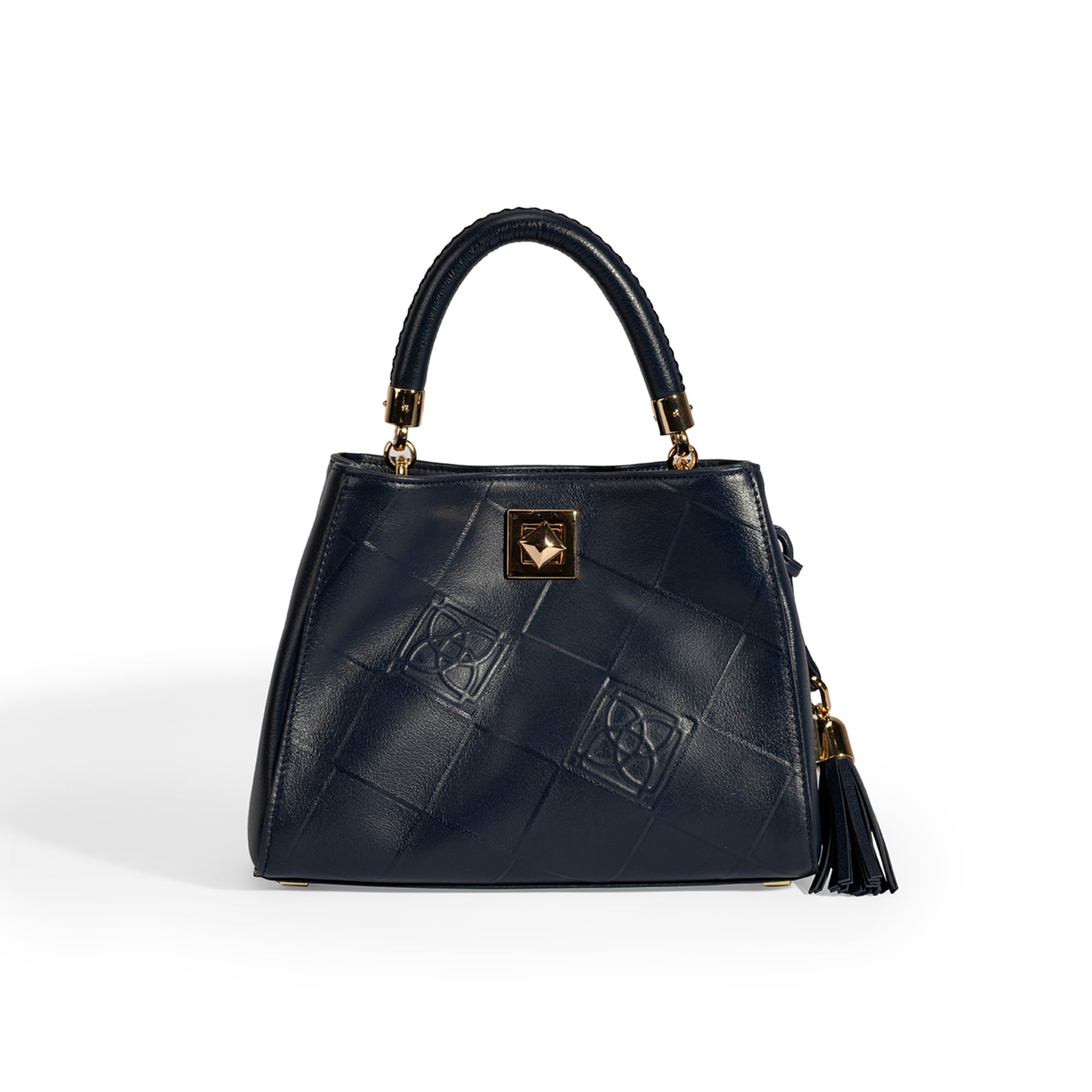 Kadın Lacivert Püskül Aksesuarlı Deri El Çantası