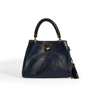  Kadın Lacivert Püskül Aksesuarlı Deri El Çantası