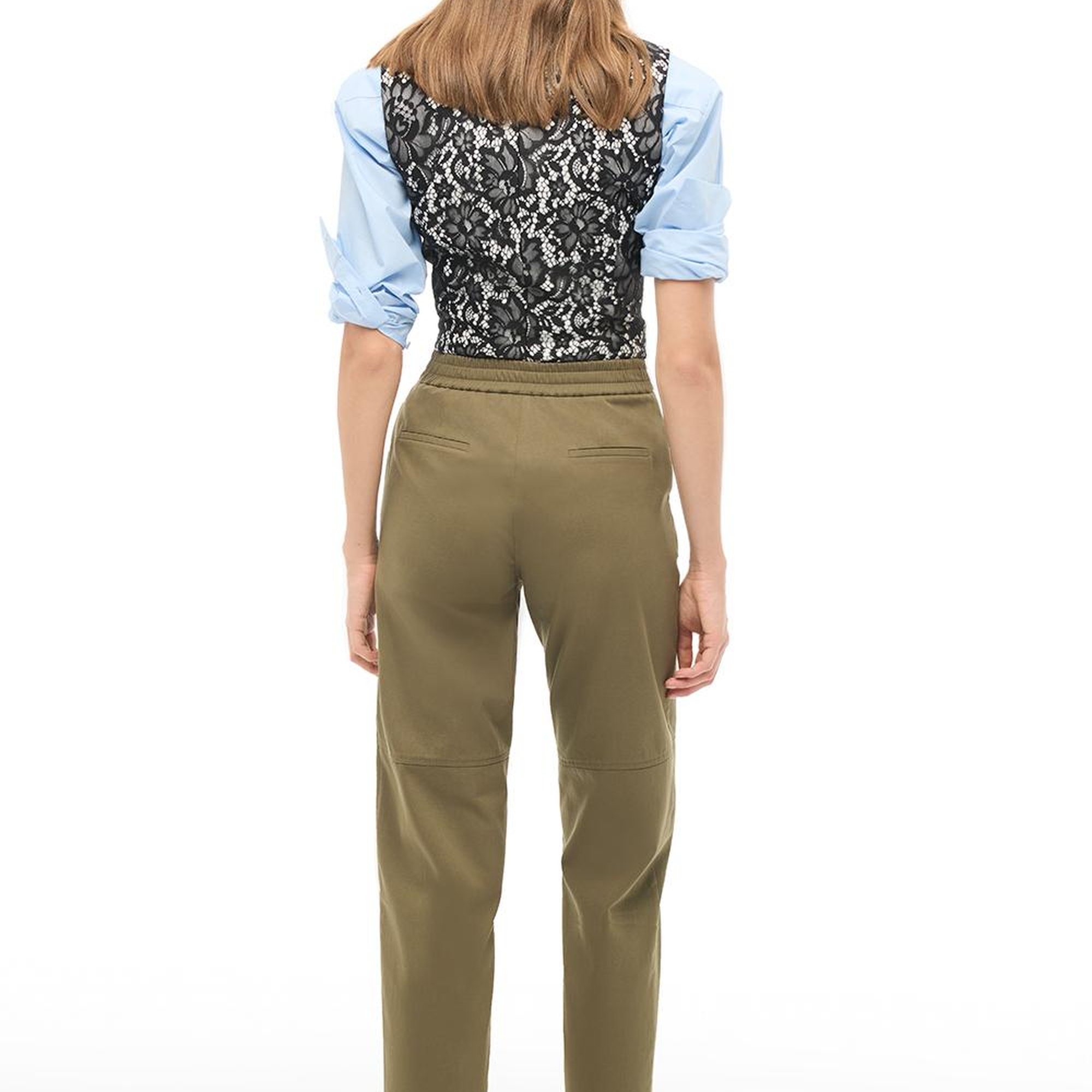 %100 Pamuk Haki Boru Paça Pantolon