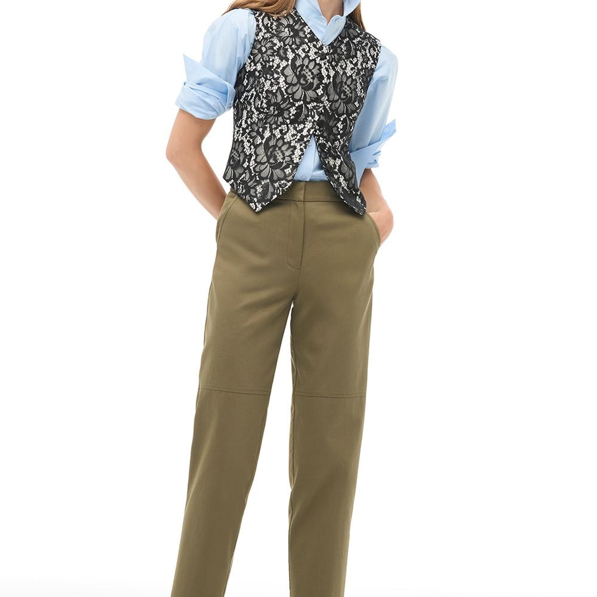 %100 Pamuk Haki Boru Paça Pantolon