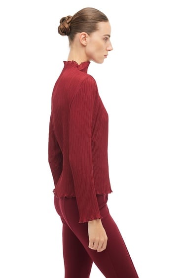  Bordo Balıkçı Yaka Bluz