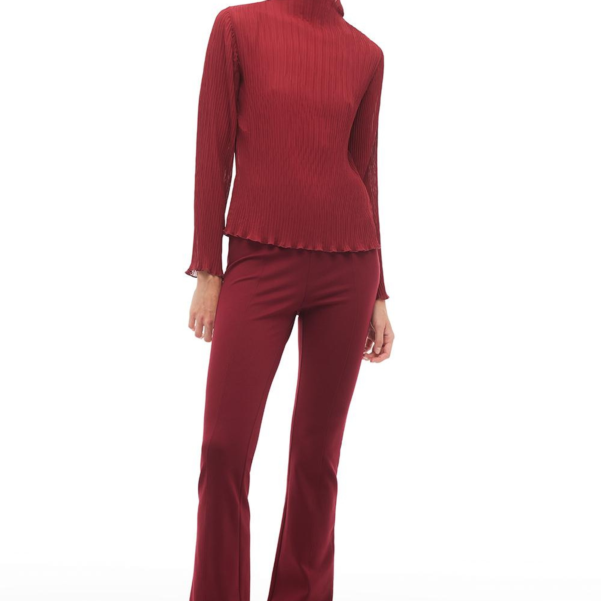 Bordo Balıkçı Yaka Bluz