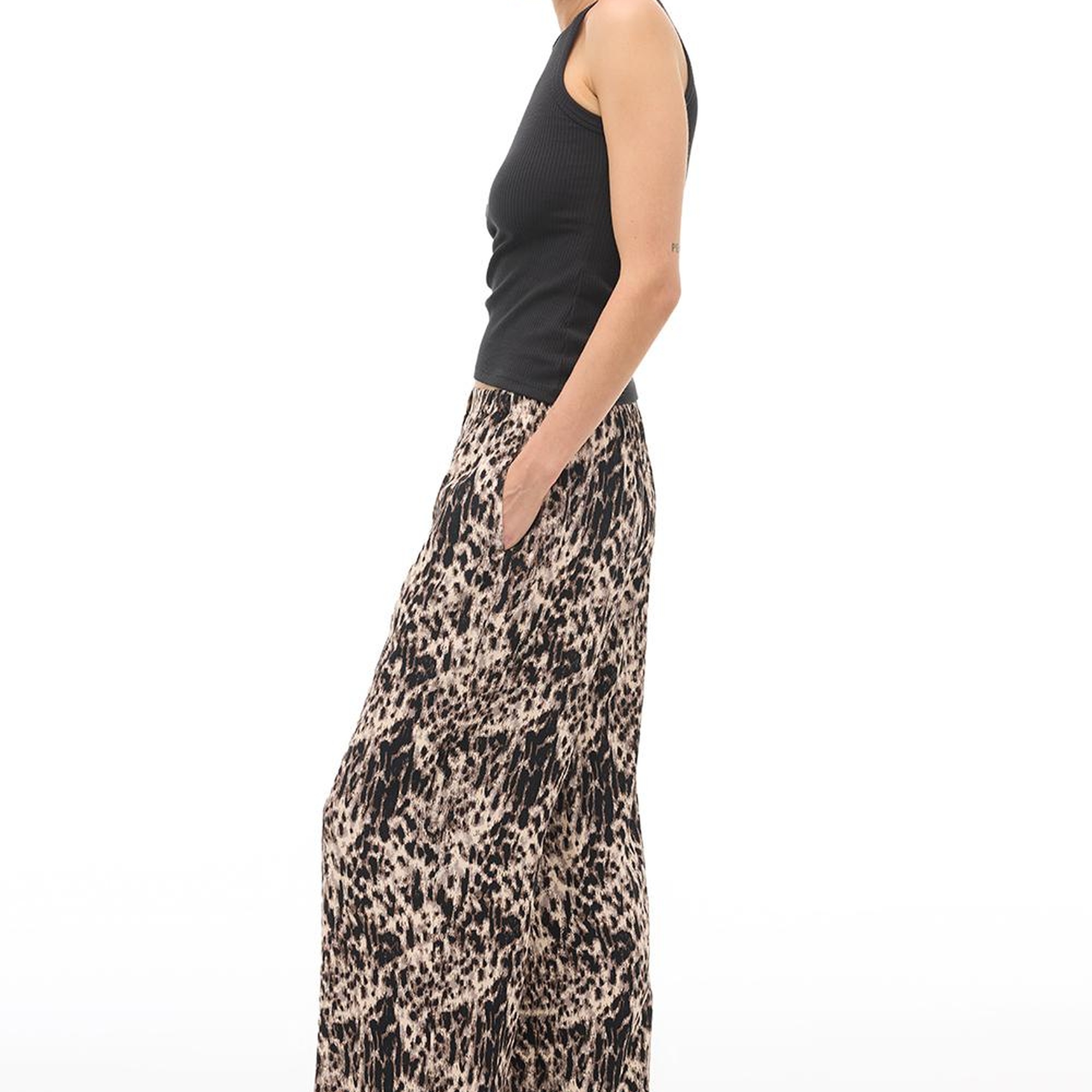 Kahverengi  Yüksek Bel Boru Paça Pantolon