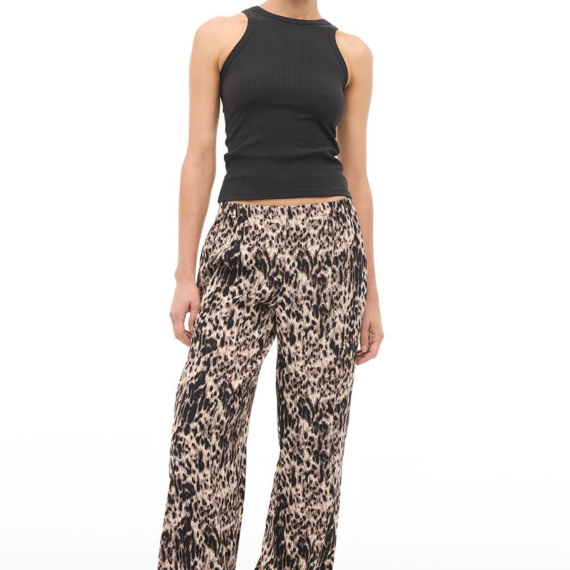 Kahverengi  Yüksek Bel Boru Paça Pantolon