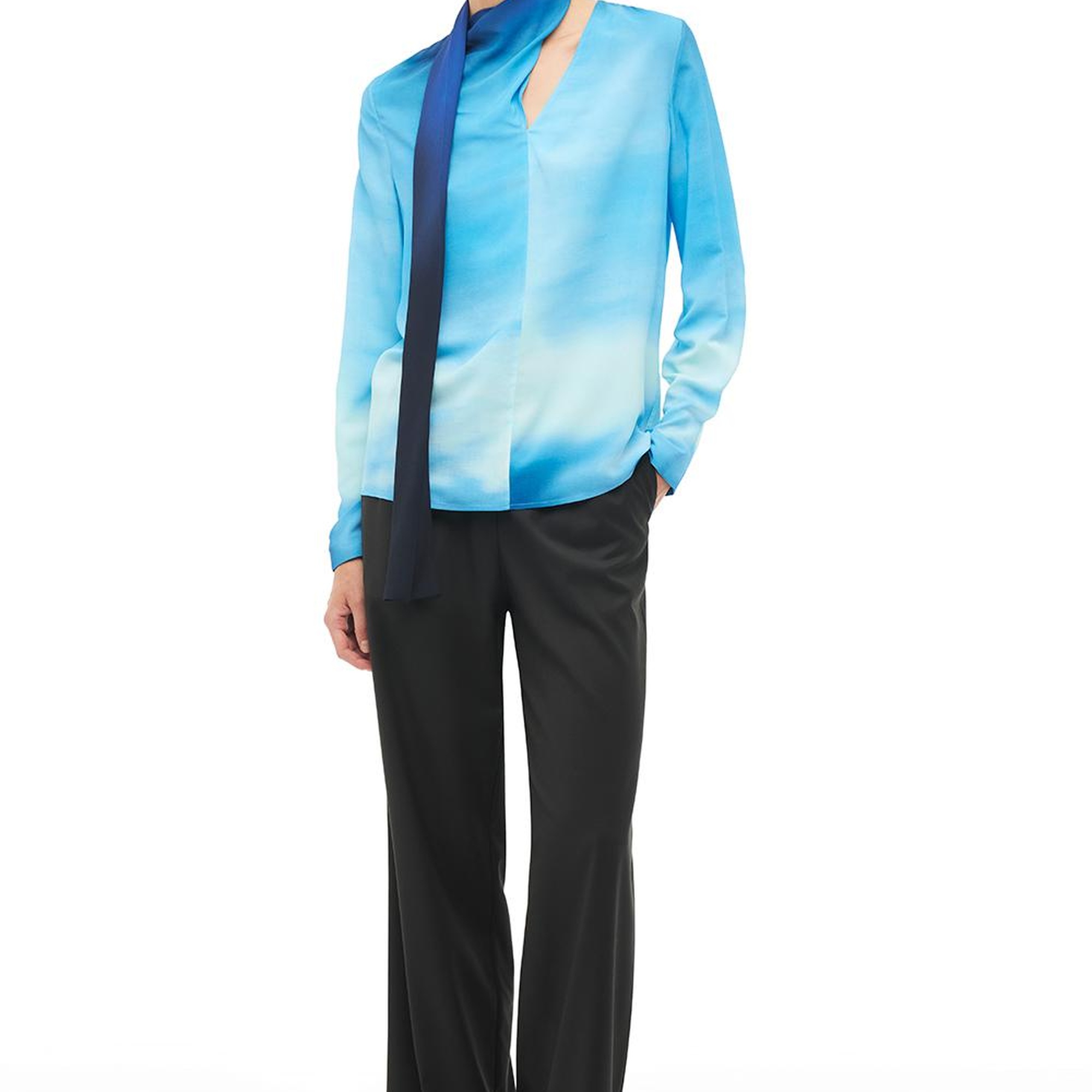 Çok Renkli Şal Yaka Degrade Bluz