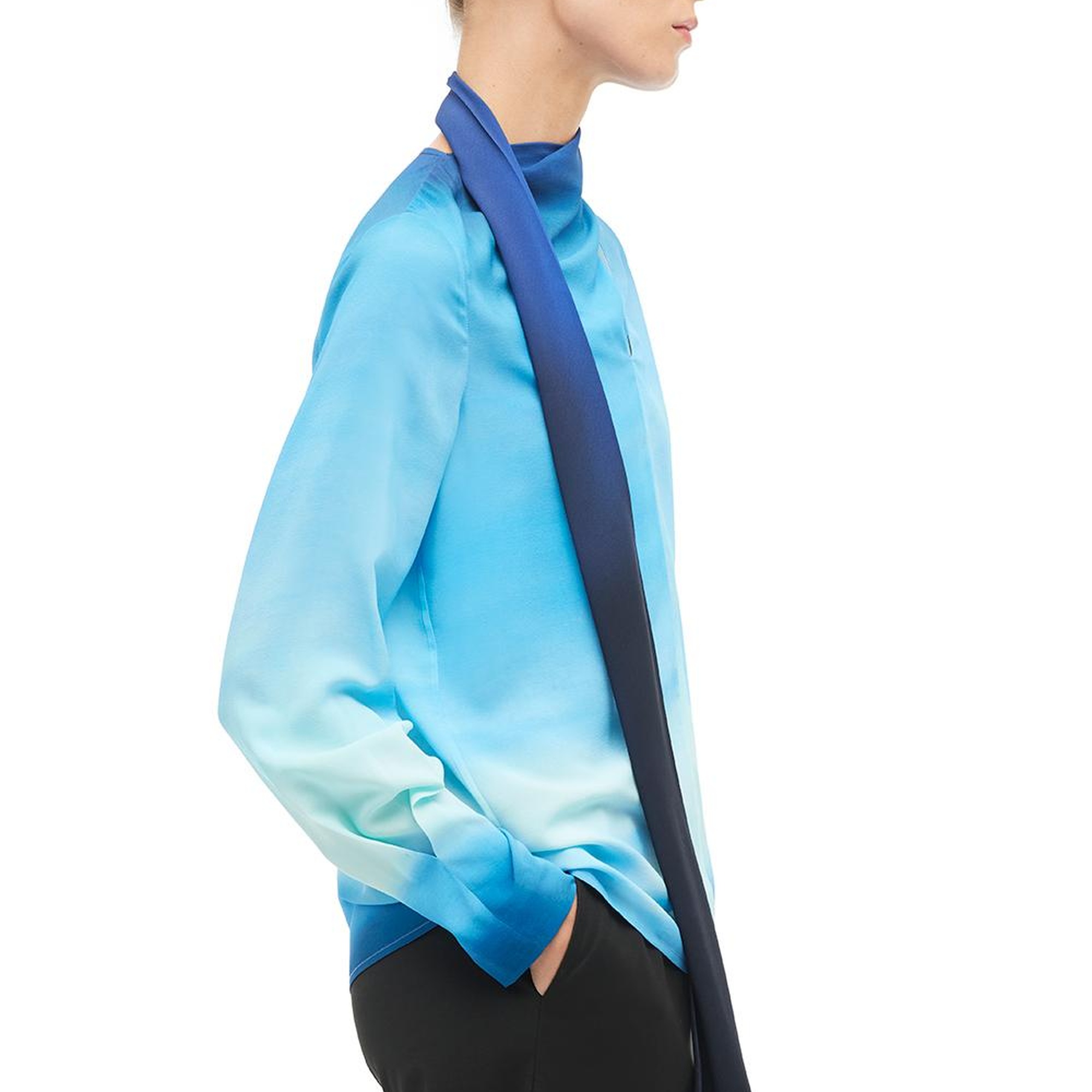 Çok Renkli Şal Yaka Degrade Bluz