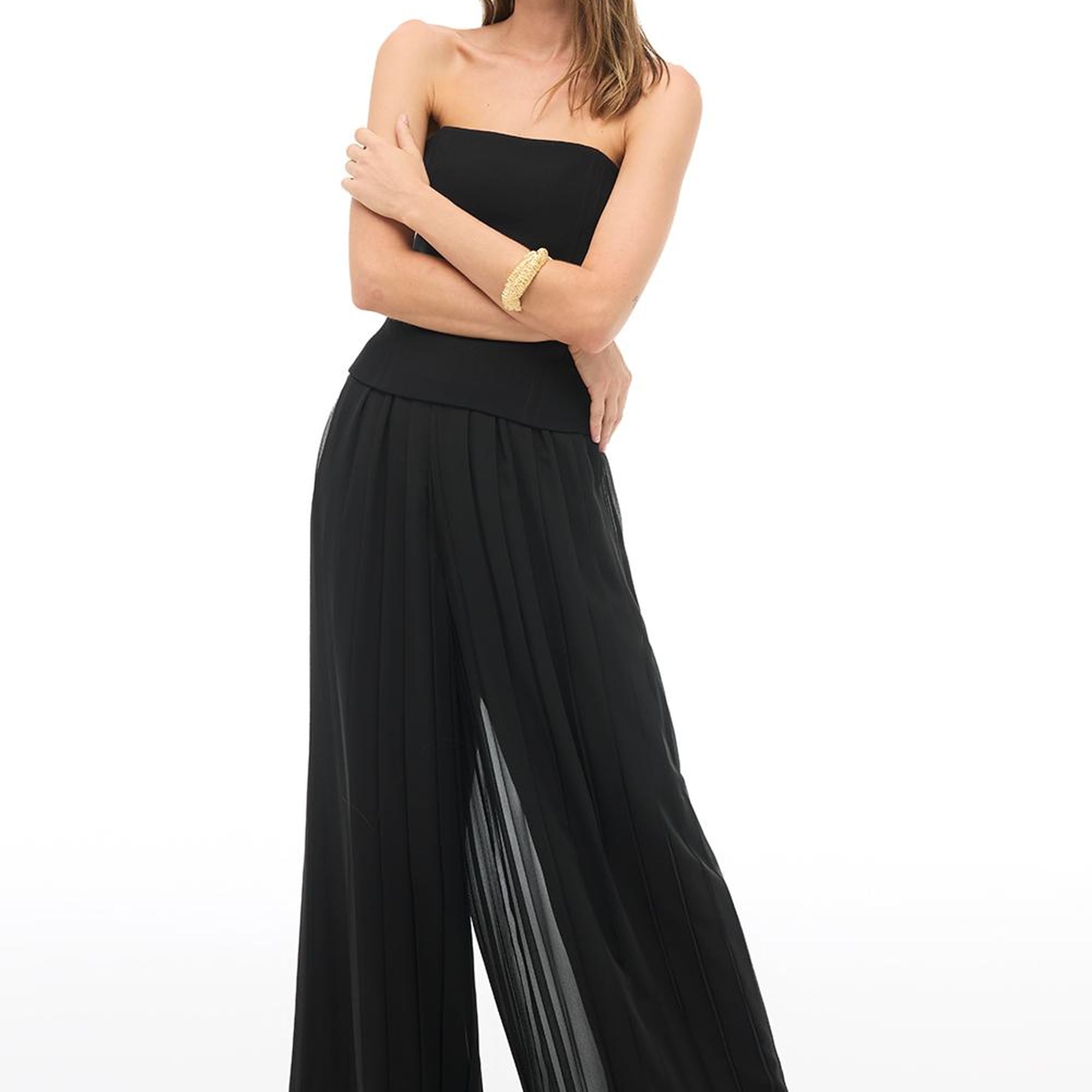 Siyah Yüksek Bel Geniş Paça Pantolon