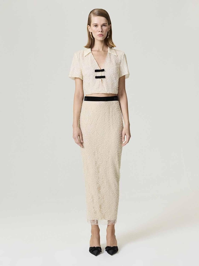  İnci İşlemeli Maxi Etek