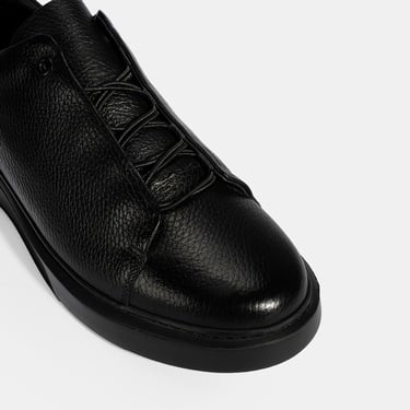  Erkek Siyah Bağcıklı Deri Günlük Ayakkabı