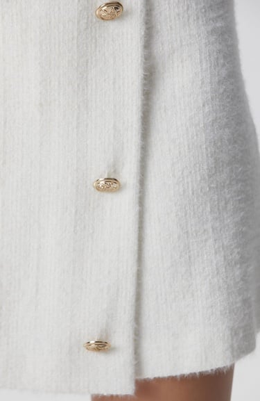  Network Kadın Kırık Beyaz Evaze Mini Tweed Etek
