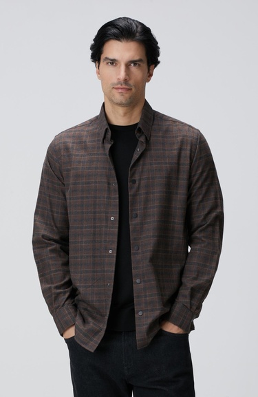 Network Erkek Kahverengi Ekose Desenli Gömlek