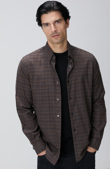  Network Erkek Kahverengi Ekose Desenli Gömlek