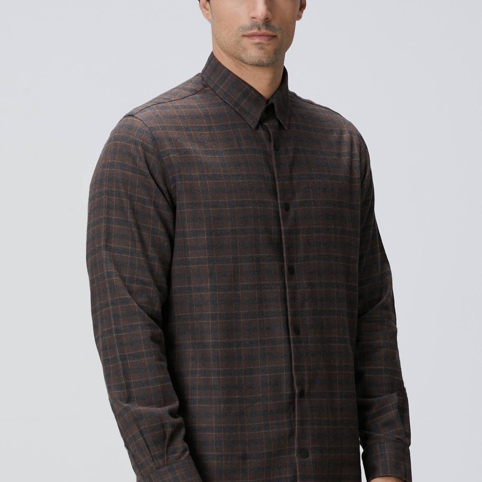 Network Erkek Kahverengi Ekose Desenli Gömlek