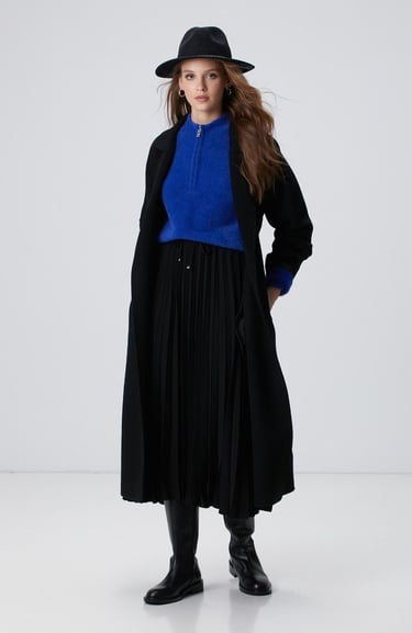  Network Kadın Saks Yumuşak Dokulu Triko Kazak