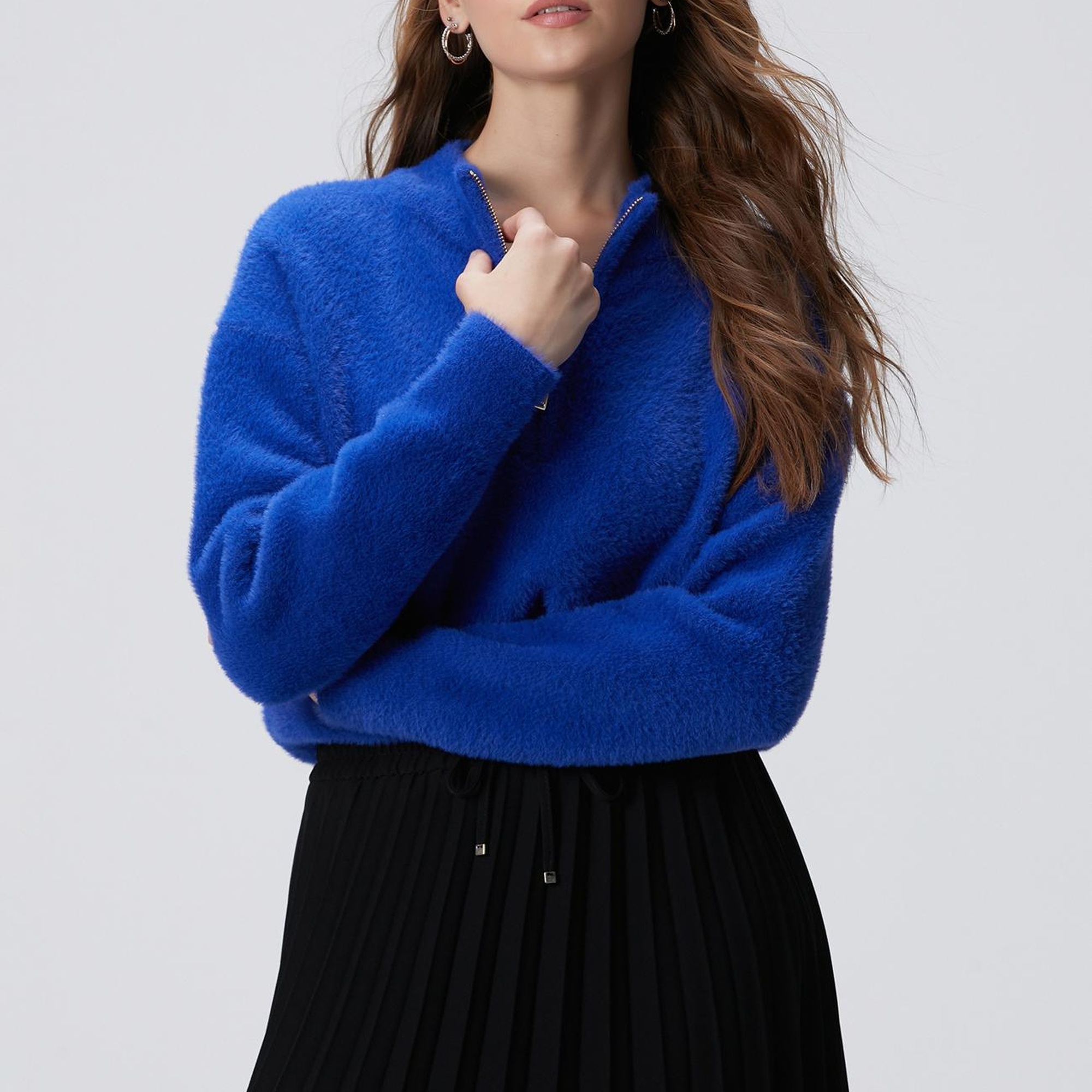 Network Kadın Saks Yumuşak Dokulu Triko Kazak