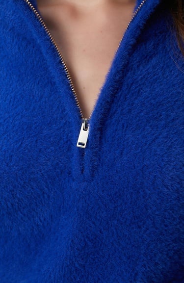  Network Kadın Saks Yumuşak Dokulu Triko Kazak