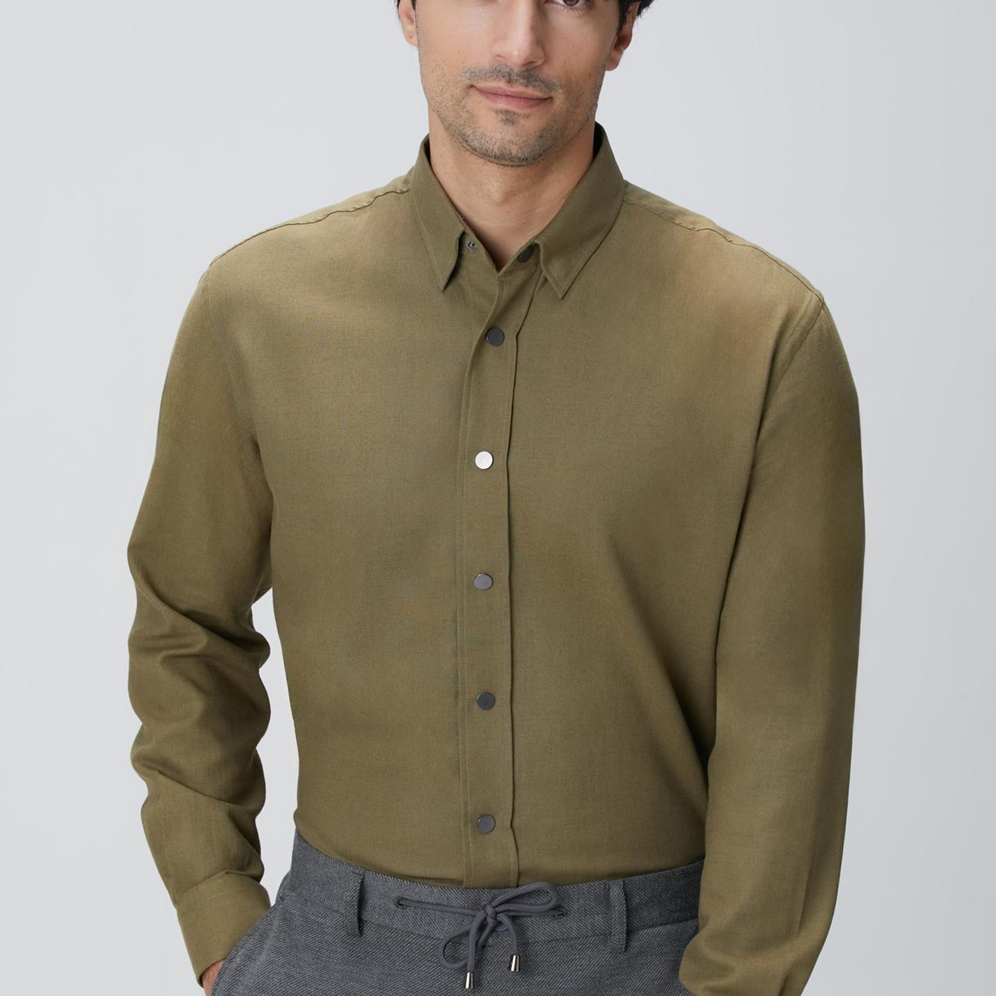 Network Erkek Haki Flanel Gömlek