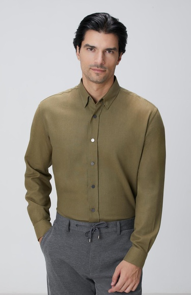  Network Erkek Haki Flanel Gömlek