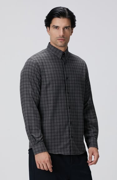  Network Erkek Antrasit Ekose Desenli Gömlek