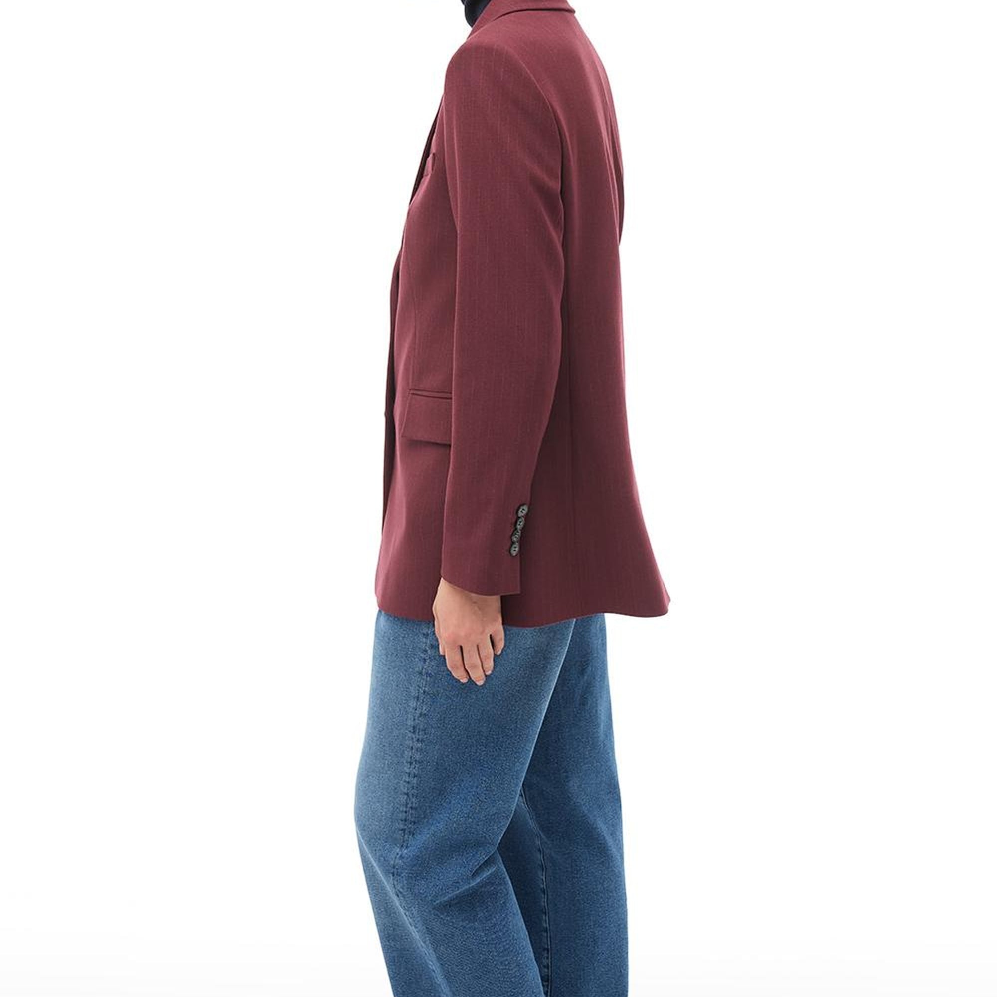 Bordo Kırlangıç Yaka Ceket