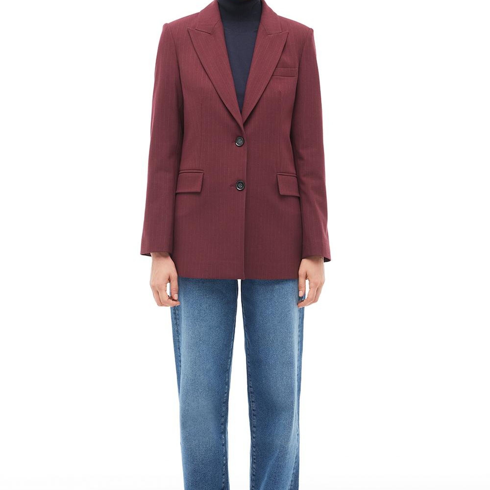 Bordo Kırlangıç Yaka Ceket