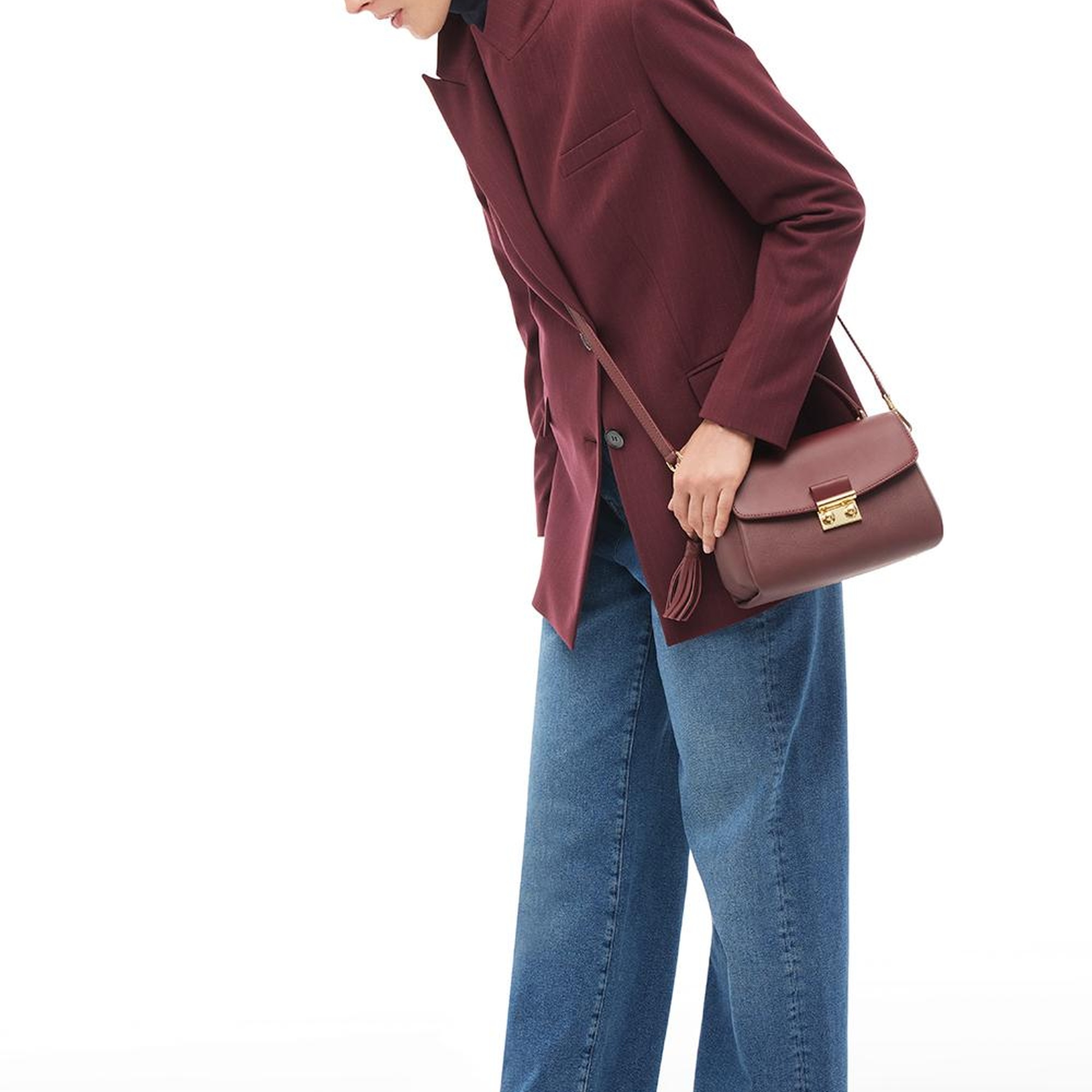 Bordo Kırlangıç Yaka Ceket