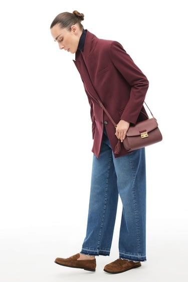  Bordo Kırlangıç Yaka Ceket
