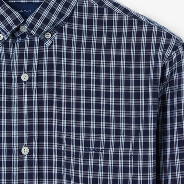  Gant Erkek Lacivert Regular Fit Kareli Gömlek