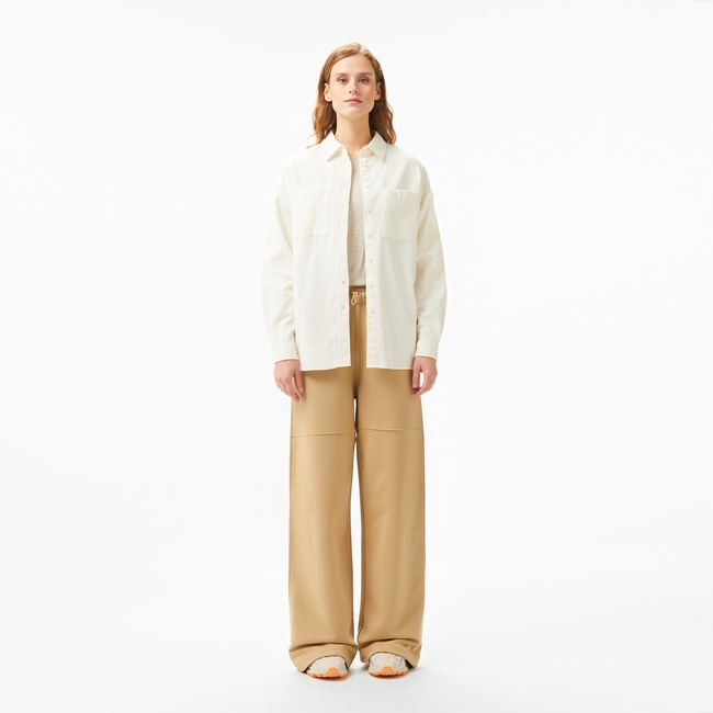  Lacoste Kadın Regular Fit Bej Eşofman Altı