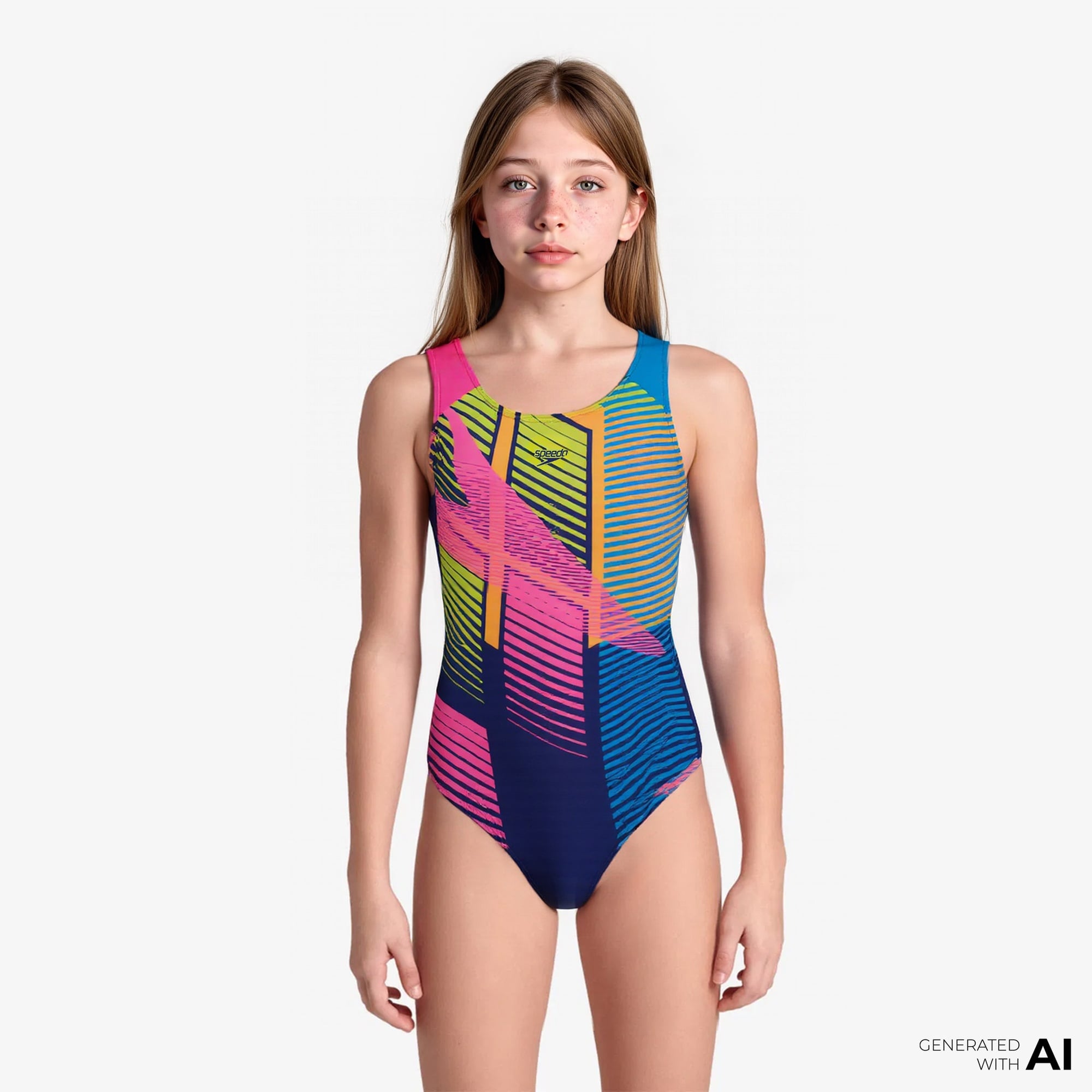 Speedo Allover Digital Splashback Çocuk Renkli Mayo