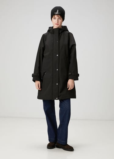  Beymen Club Kadın Siyah Kapüşonlu Logolu Kaban