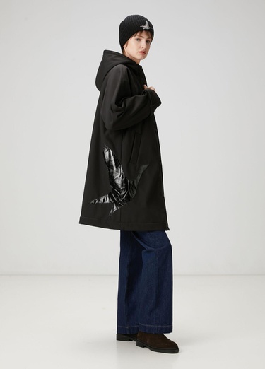  Beymen Club Kadın Siyah Kapüşonlu Logolu Kaban