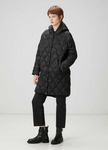  Beymen Club Kadın Siyah Kapüşonlu Kapitoneli Mont