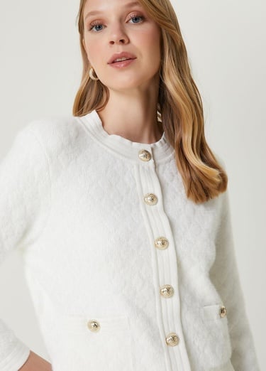  Beymen Club Kadın Kırık Beyaz Tüylü Hırka