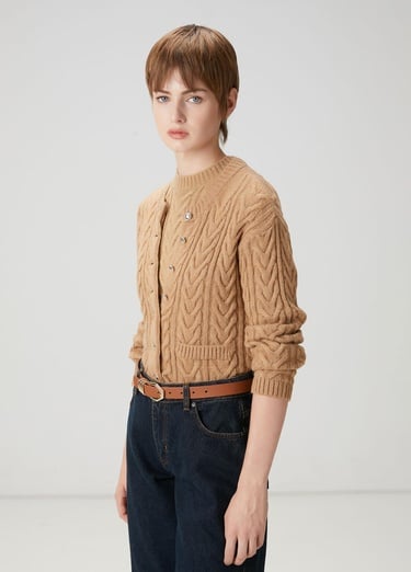  Beymen Club Kadın Bej Balıksırtı Desenli Hırka