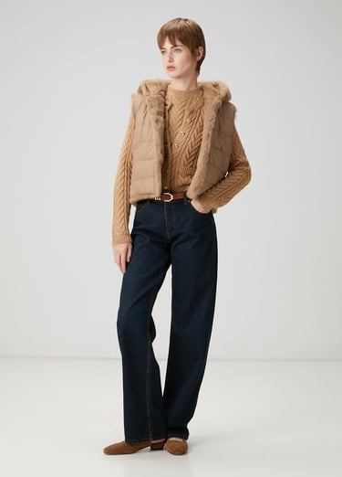  Beymen Club Kadın Bej Balıksırtı Desenli Hırka