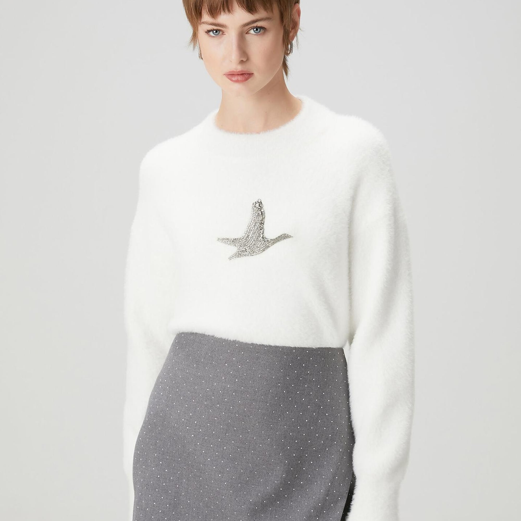 Beymen Club Kadın Beyaz İşlemeli Logolu Kazak