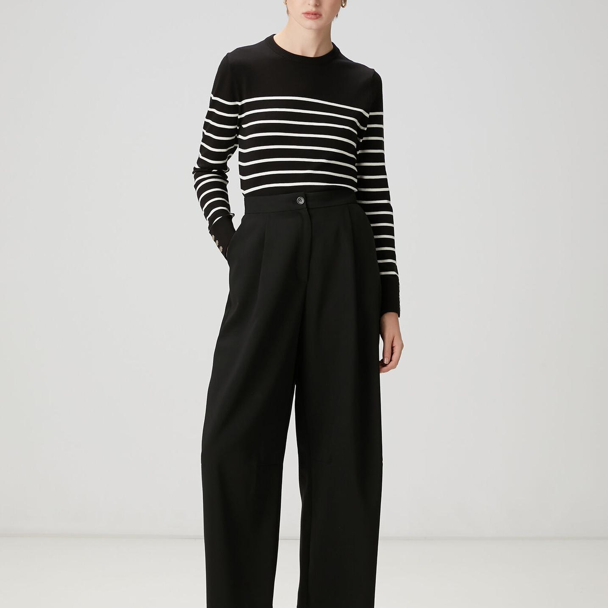 Beymen Club Kadın Siyah Beyaz Çizgili Kazak