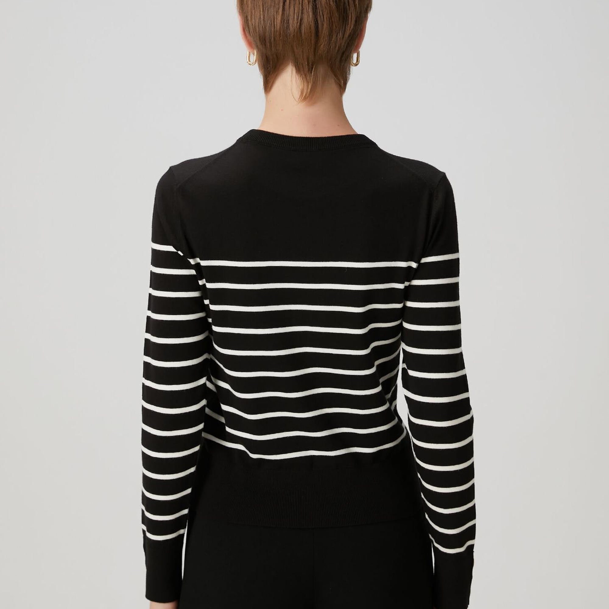 Beymen Club Kadın Siyah Beyaz Çizgili Kazak