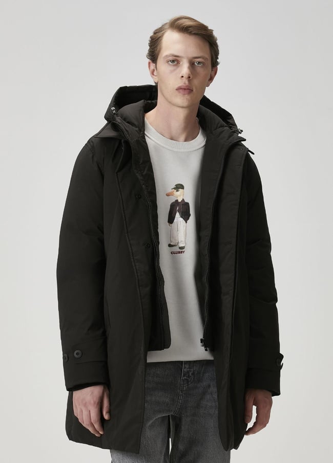  Beymen Club Erkek Siyah Kapüşonlu Kaban