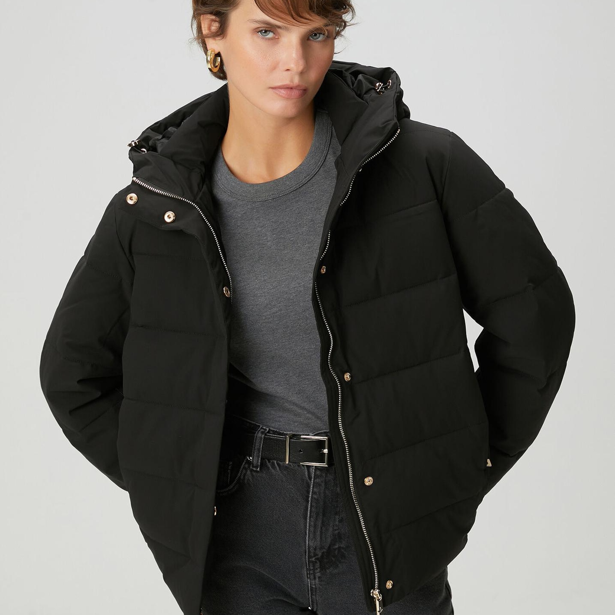 Beymen Club Kadın Siyah Kapüşonlu Basic Mont