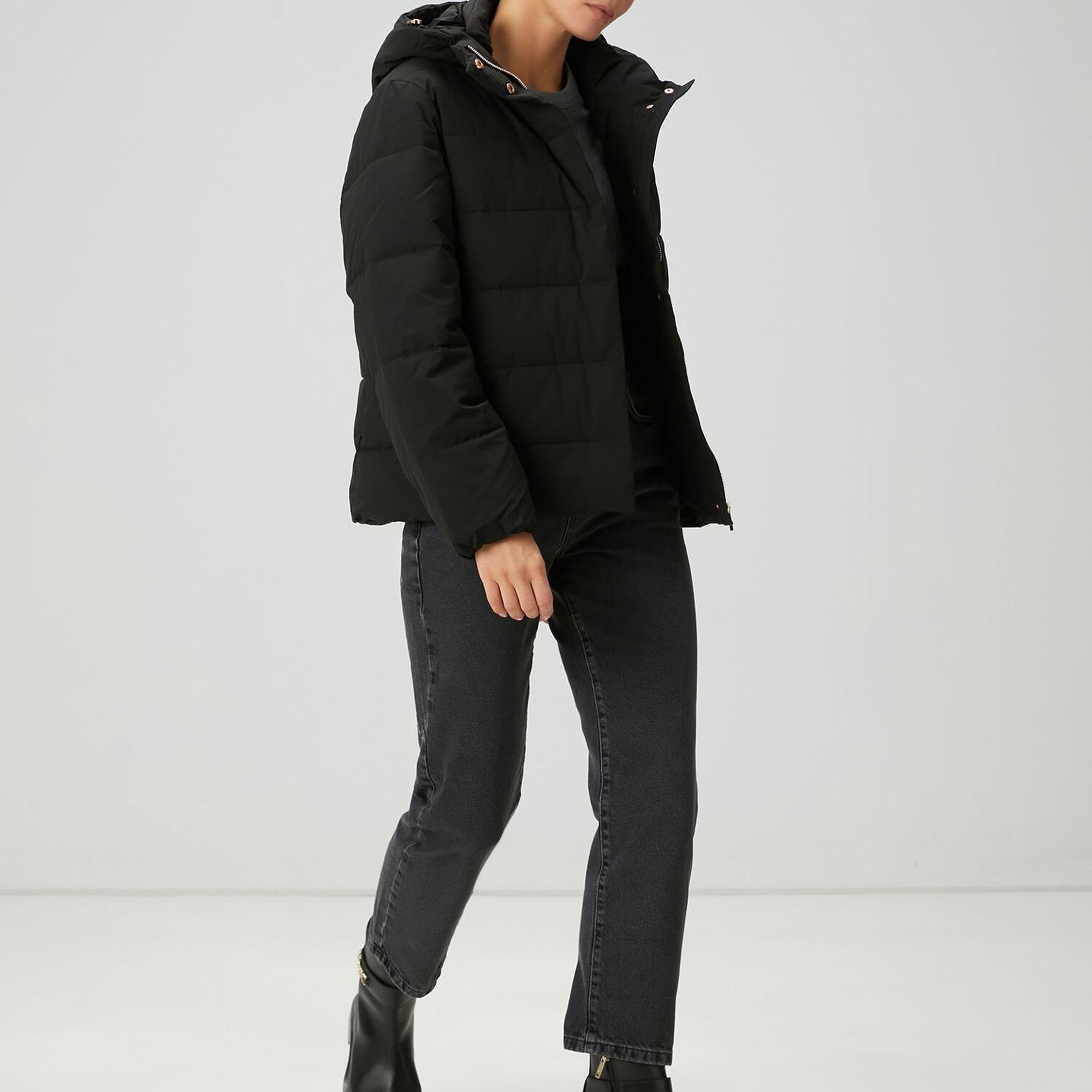 Beymen Club Kadın Siyah Kapüşonlu Basic Mont