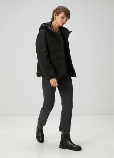  Beymen Club Kadın Siyah Kapüşonlu Basic Mont