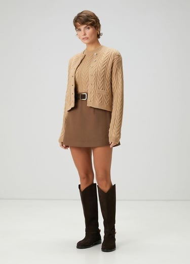  Beymen Club Kadın Camel Balıksırtı Örgü Hırka