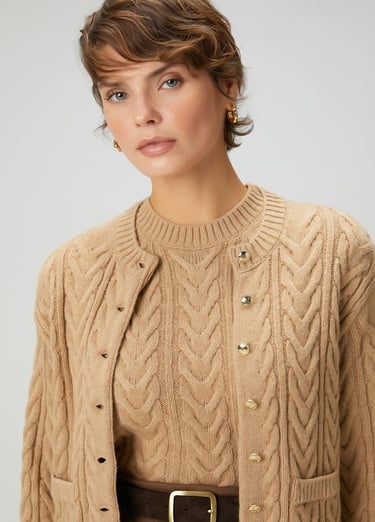  Beymen Club Kadın Camel Balıksırtı Örgü Hırka