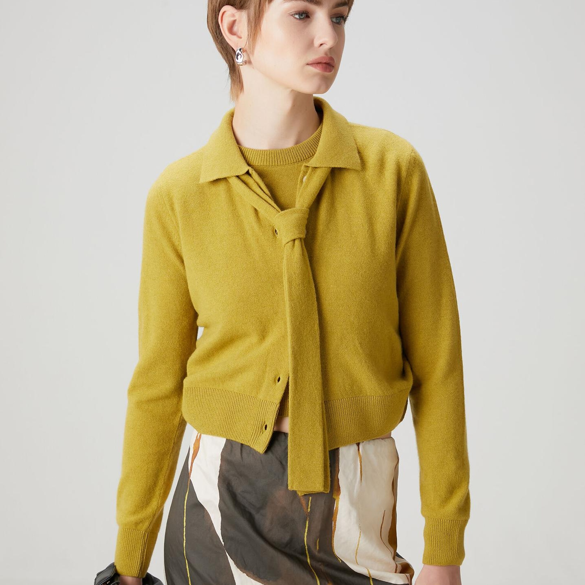 Beymen Club Kadın Yağ Yeşili Fular Detaylı Triko Hırka