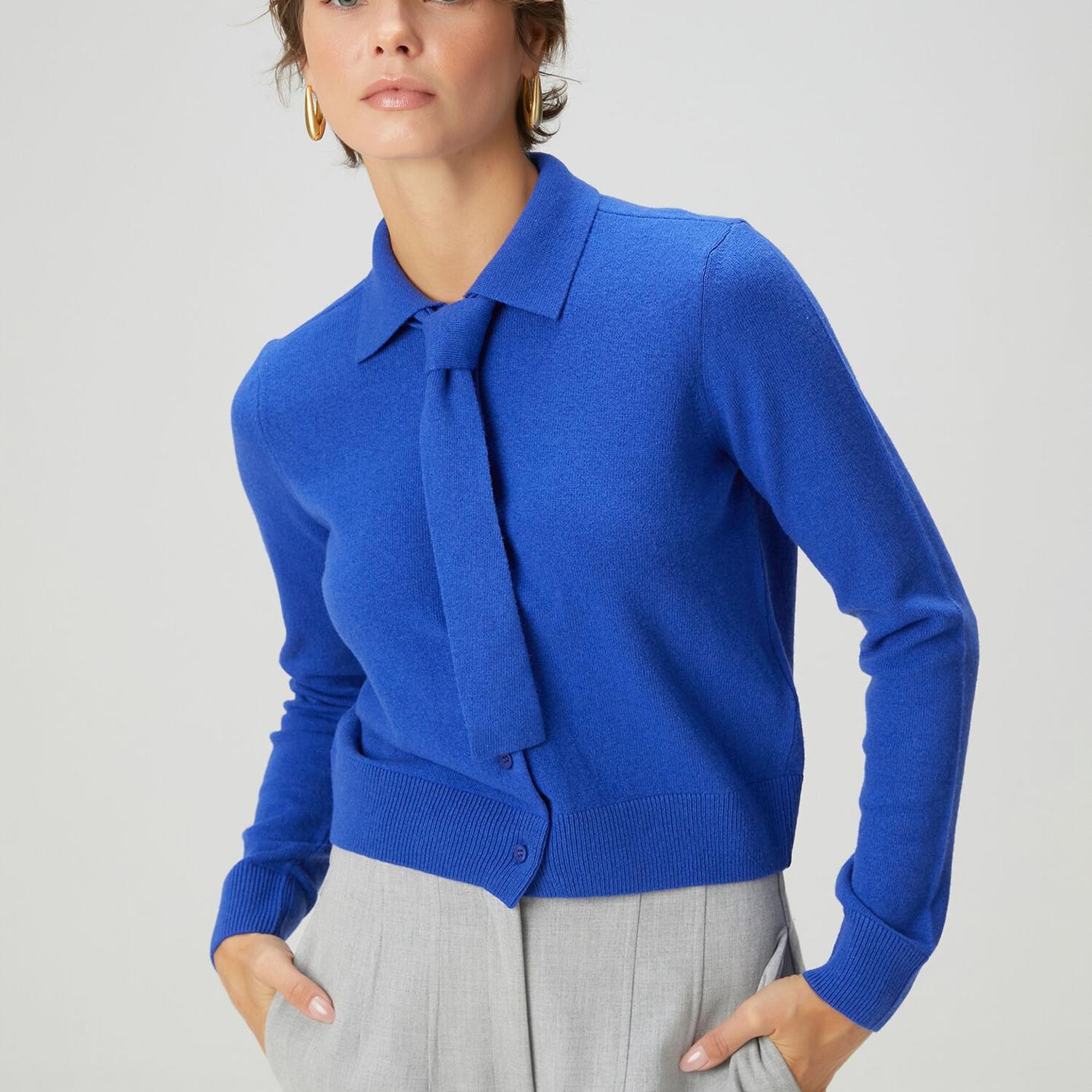 Beymen Club Kadın Kobalt Yün Polo Hırka